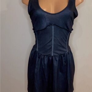Deep Navy Blue Sleeveless Sheath Mini Dress with Scoop Neck for Night Out